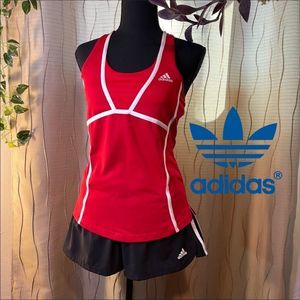 Adidas Red Athletic Shirt with White Trim